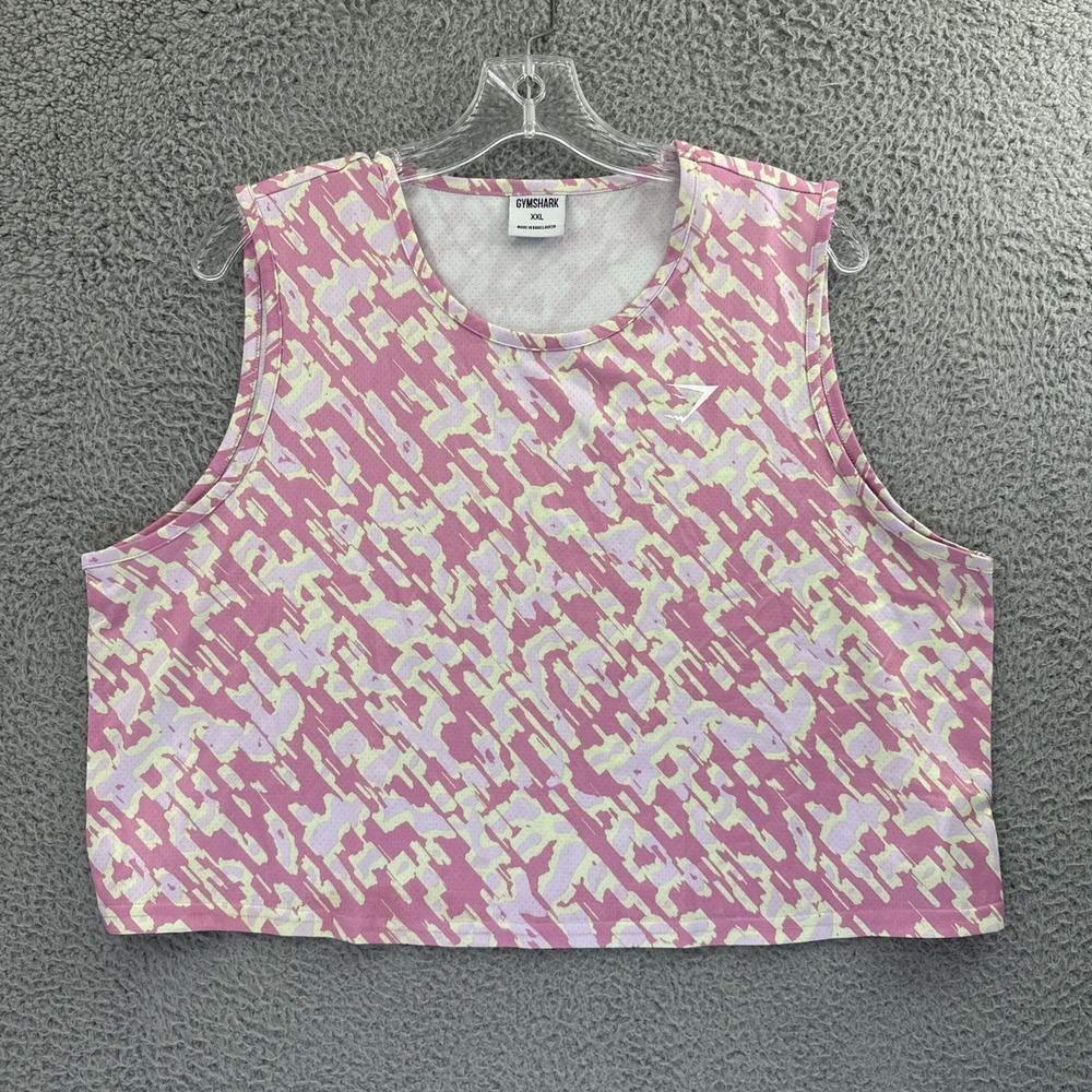 Gymshark Training Crop Tank Top Pink Camo Athletic Athleisure Gym Women's XXL